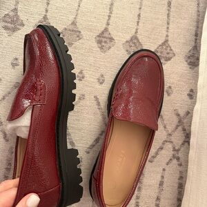 Red Textured Loafers